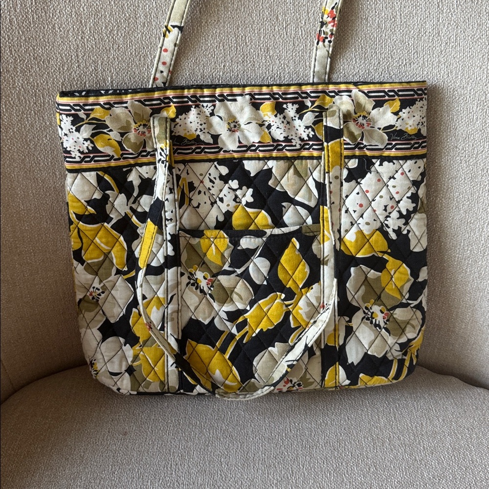 Vera Bradley Black and Yellow Floral Quilted Bag